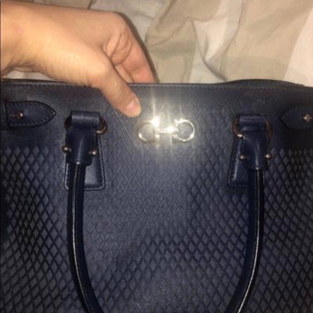 SOLD !!!!Salvatore Ferragamo Blue Perforated Satchel - Picture 3 of 13